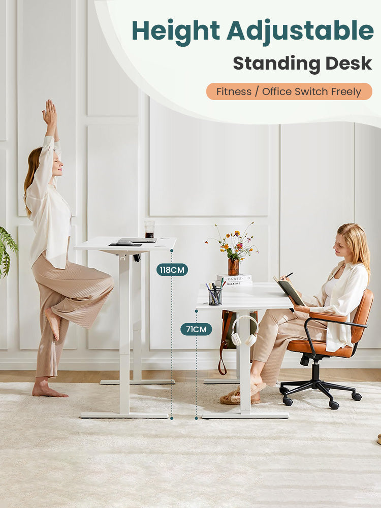 Xpanse Minimalist White Wood Electric Office Table