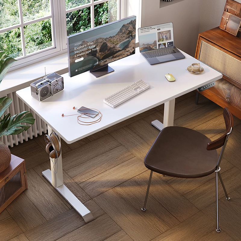 Xpanse Minimalist White Wood Electric Office Table